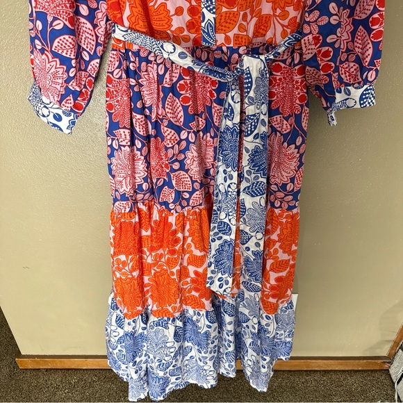 NWT Boden | Alba Tiered Firecracker Gardenia Swirl Cotton Maxi Dress Sz 20-22R - Picture 4 of 11